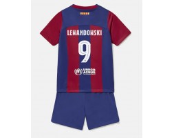 Barcelona Robert Lewandowski #9 kläder Barn 2023-24 Hemmatröja Kortärmad (+ korta byxor)